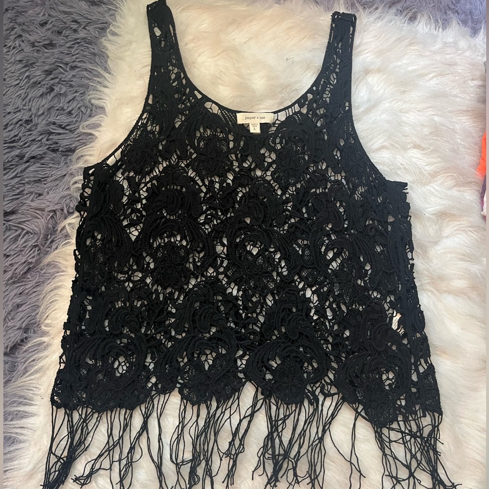Crochet fringe tank